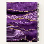 Agate Lila Gold Glitzer Notebook und Individuelle  Notizblock (Rückseite)