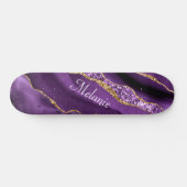 Agate Lila Gold Individuelle Name Skateboard Gesch (Horizontal)