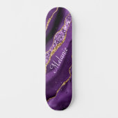 Agate Lila Gold Individuelle Name Skateboard Gesch (Vorderseite)
