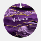 Agate Lila Gold Individuelle Name Weihnachtsschmuc Ornament Aus Metall (Rückseite)