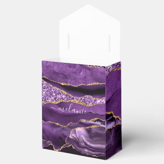 Agate Lila Gold Marble Individuelle Name Geschenkb Geschenkschachtel (Geöffnet)