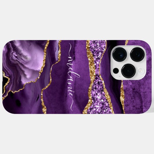 Agate Lila Gold Marble Individuelle Name iPhone Ca Case-Mate iPhone Hülle (Rückseite (Horizontal))
