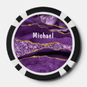 Agate Lila Gold Marble Individuelle Name Poker Chi Pokerchips (Rückseite)