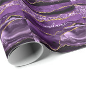 Agate Lila Gold Marmor Ihr Name Wrapping Paper Geschenkpapier (Rolleneckpunkt)