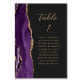 Agate Lila Gold Moderne Script Dark Wedding Tischnummer (Vorderseite)