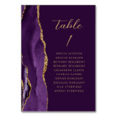 Agate Lila Gold Pflaume Moderne Script Wedding Tischnummer (Vorderseite)