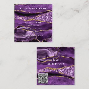 Agate Lila Gold QR Code Business Card Quadratische Visitenkarte