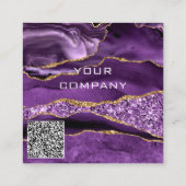 Agate Lila Gold QR Code Business Card Quadratische Visitenkarte (Rückseite)