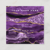 Agate Lila Gold QR Code Business Card Quadratische Visitenkarte (Vorderseite)