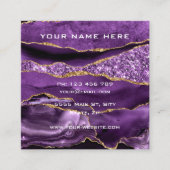 Agate Lila Gold QR Code Business Card Quadratische Visitenkarte (Vorderseite)