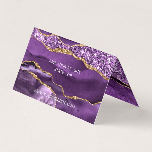 Agate Lila Gold QR Code Business Card Visitenkarten (Rückseite)