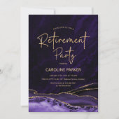 Agate Lila Gold Retirement Party Einladung (Vorderseite)