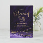 Agate Lila Gold Retirement Party Einladung (Stehend Vorderseite)