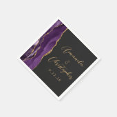 Agate Lila Gold Script Dark Wedding Serviette (Ecke)
