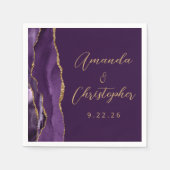 Agate Lila Gold Script Plum Wedding Serviette (Vorderseite)