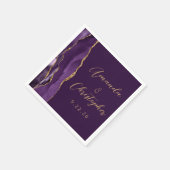 Agate Lila Gold Script Plum Wedding Serviette (Ecke)
