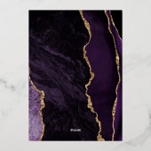 Agate Lila Gold Script Wedding Folieneinladung (Rückseite)