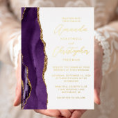 Agate Lila Gold Script Wedding Folieneinladung