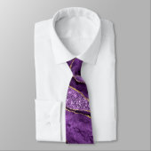 Agate Lila Marble Neck Tie Violet Gold Glitzer Krawatte (Gebunden)