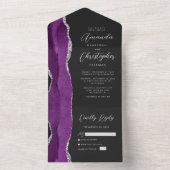 Agate Lila Silver Dark Wedding All In One Einladung (Innen Boden)