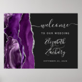Agate Lila Silver Dark Wedding Willkommen Poster (Vorne)