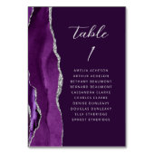Agate Lila Silver Modern Script Plum Wedding Tischnummer (Rückseite)
