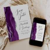 Agate Lila Silver Modern Script Wedding Save The Date