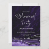 Agate Lila Silver Retirement Party Einladung (Vorderseite)
