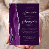 Agate Lila Silver Script Plum Wedding Folieneinladung