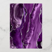 Agate Lila Silver Script Wedding Folieneinladung (Rückseite)