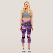 Agate Lila Violet Gold Glitzer Geode Ihr Name Capri Leggings (Vorderseite)