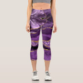 Agate Lila Violet Gold Glitzer Geode Ihr Name Capri Leggings (Vorderseite)