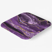 Agate Lila Violet Gold Glitzer Geode Ihr Name Pappteller (Gewinkelt)