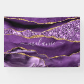 Agate Lila Violet Gold Glitzer Geode Individuelle Banner (Horizontal)