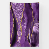 Agate Lila Violet Gold Glitzer Geode Individuelle Banner (Vertikal)