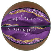 Agate Lila Violet Gold Glitzer Geode Individuelle Basketball (Vorderseite)