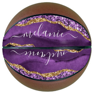 Agate Lila Violet Gold Glitzer Geode Individuelle Basketball