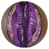 Agate Lila Violet Gold Glitzer Geode Individuelle Basketball (Vertikal)
