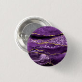 Agate Lila Violet Gold Glitzer Geode Individuelle  Button (Vorne & Hinten)