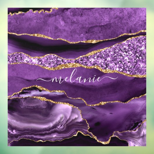 Agate Lila Violet Gold Glitzer Geode Individuelle Fensteraufkleber (Blatt 3)