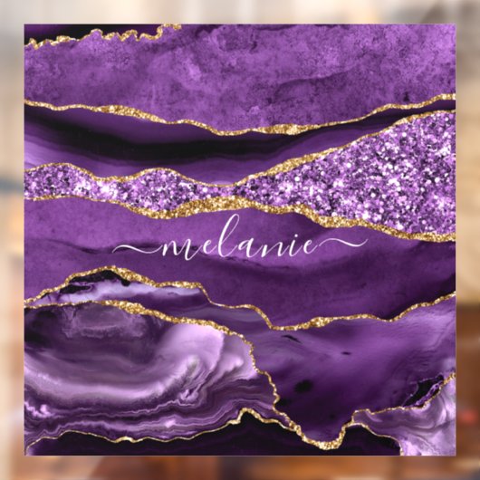 Agate Lila Violet Gold Glitzer Geode Individuelle  Fensteraufkleber (Blatt 2)