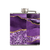 Agate Lila Violet Gold Glitzer Geode Individuelle  Flachmann (Rückseite)