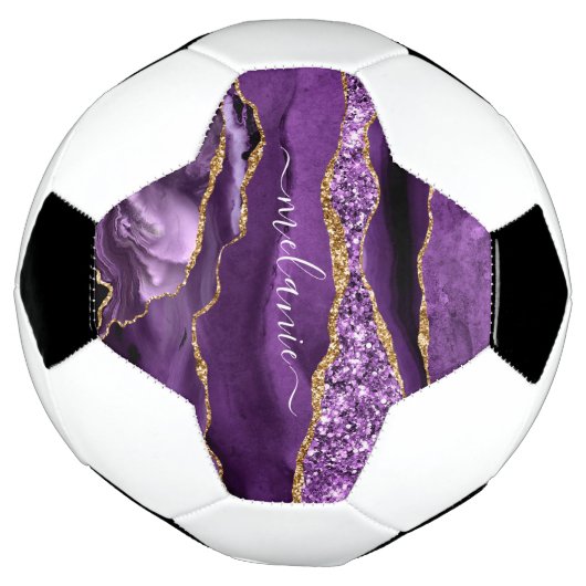 Agate Lila Violet Gold Glitzer Geode Individuelle Fußball (Gedreht)