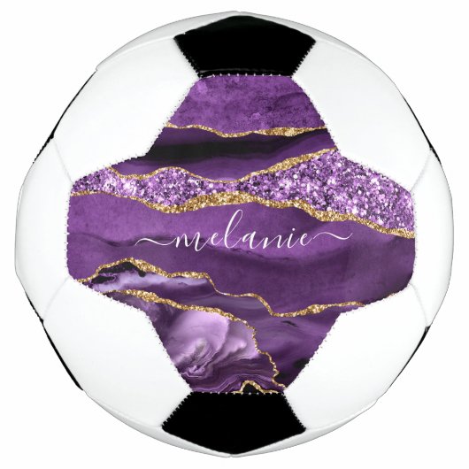 Agate Lila Violet Gold Glitzer Geode Individuelle Fußball (Vorderseite)