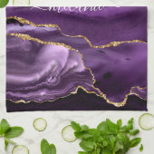 Agate Lila Violet Gold Glitzer Geode Individuelle Geschirrtuch (Gefaltet)