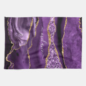 Agate Lila Violet Gold Glitzer Geode Individuelle Geschirrtuch (Horizontal)