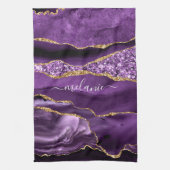 Agate Lila Violet Gold Glitzer Geode Individuelle Geschirrtuch (Vertikal)