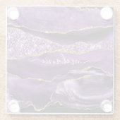 Agate Lila Violet Gold Glitzer Geode Individuelle  Glasuntersetzer (Rückseite)