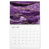 Agate Lila Violet Gold Glitzer Geode Individuelle  Kalender (Mär 2027)