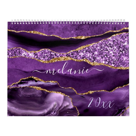 Agate Lila Violet Gold Glitzer Geode Individuelle  Kalender (Titelbild)